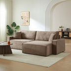 Zola - Canapé D'Angle Convertible Et Réversible 4 Places - Velours Côtelé Taupe
