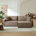Zola - Canapé D'Angle Convertible Et Réversible 4 Places - Velours Côtelé Taupe