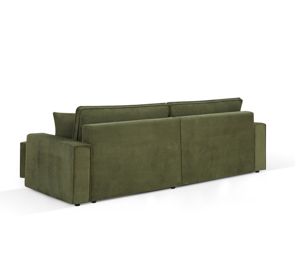 Zola - Canapé D'Angle Convertible Et Réversible 4 Places - Velours Côtelé Vert
