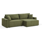 Zola - Canapé D'Angle Convertible Et Réversible 4 Places - Velours Côtelé Vert