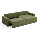Zola - Canapé D'Angle Convertible Et Réversible 4 Places - Velours Côtelé Vert