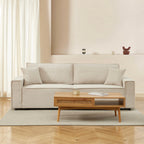 Zola - Canapé Droit Convertible 3 Places - Velours Côtelé Beige