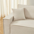 Zola - Canapé Droit Convertible 3 Places - Velours Côtelé Beige