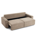 Zola - Canapé Droit Convertible 3 Places - Velours Côtelé Taupe