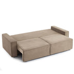 Zola - Canapé Droit Convertible 3 Places - Velours Côtelé Taupe