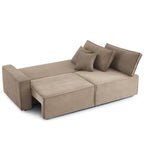 Zola - Canapé Droit Convertible 3 Places - Velours Côtelé Taupe