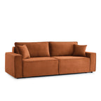 Zola - Canapé Droit Convertible 3 Places - Velours Côtelé Terracotta