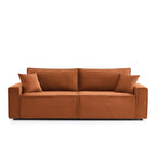 Zola - Canapé Droit Convertible 3 Places - Velours Côtelé Terracotta