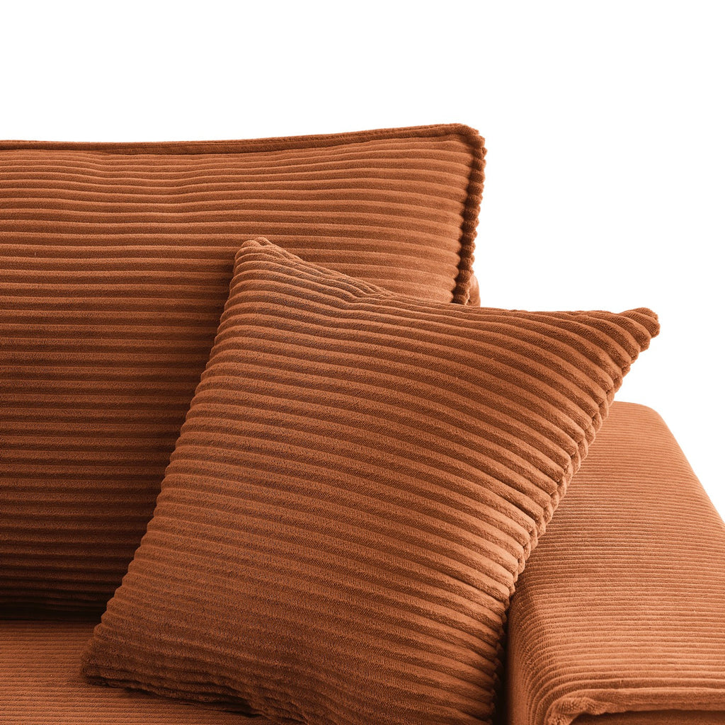Zola - Canapé Droit Convertible 3 Places - Velours Côtelé Terracotta