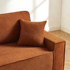 Zola - Canapé Droit Convertible 3 Places - Velours Côtelé Terracotta