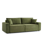 Zola - Canapé Droit Convertible 3 Places - Velours Côtelé Vert