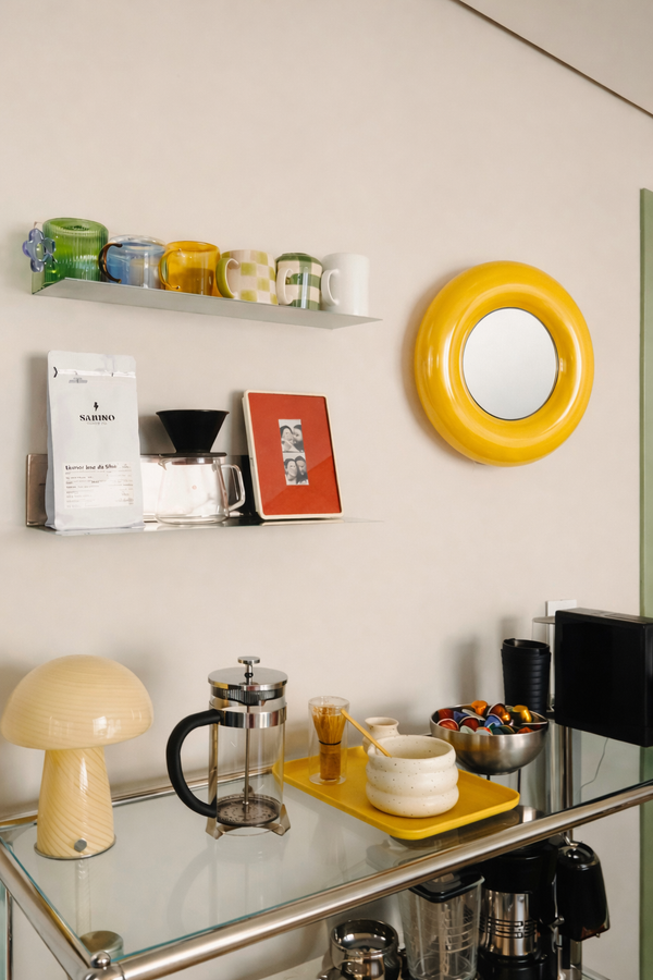 Miroir En Métal Jaune Muller 50 Cm - Jaune