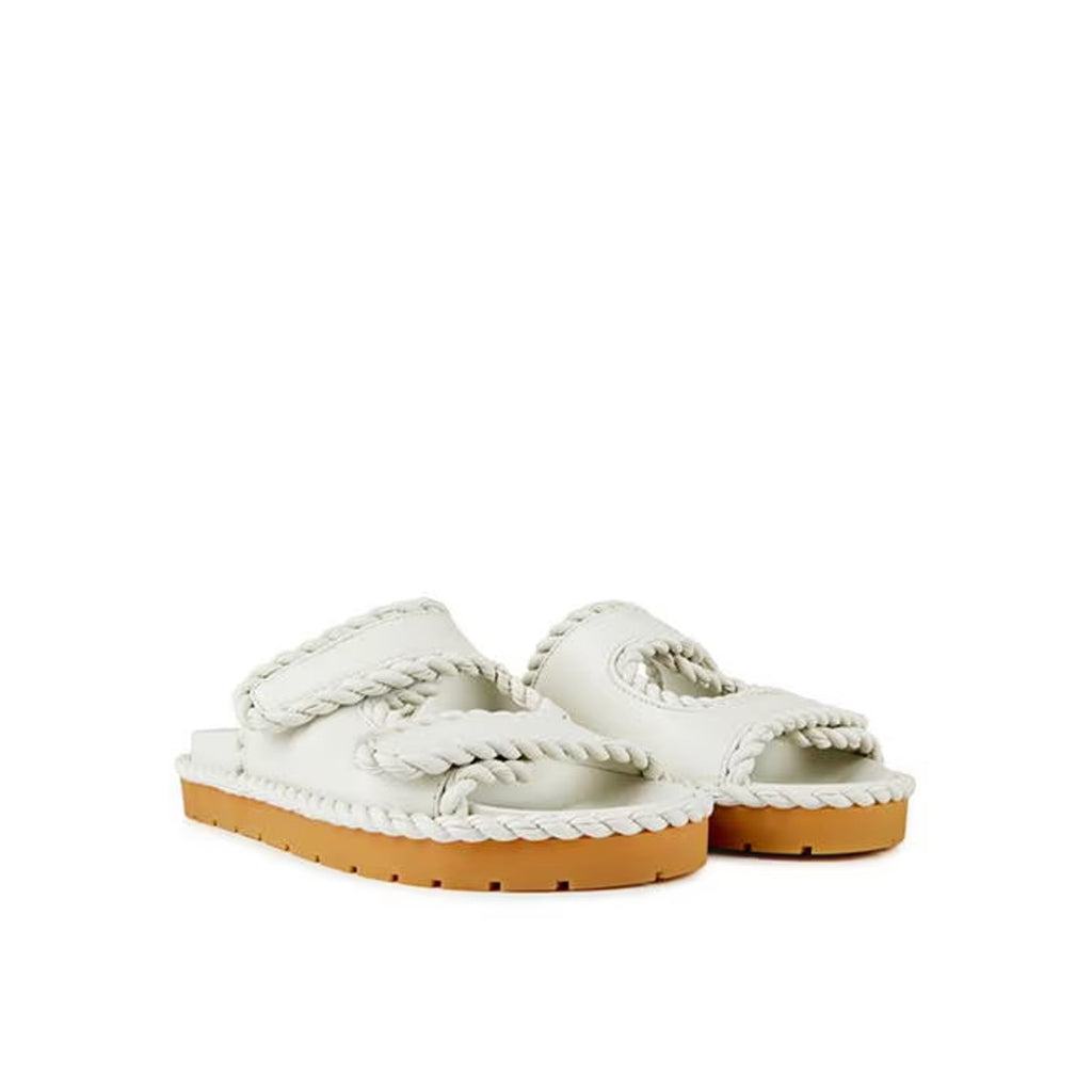 Bottega Veneta Jack Flat Mule Sandals - White - Femme