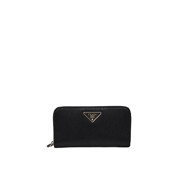 Prada - Portefeuille Leather Logo - Femme - Black