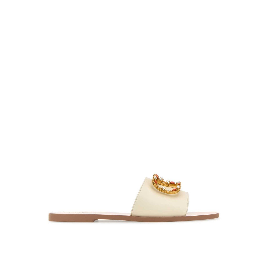 Sandales Valentino Garavani Vlogo Leather - White - Femme