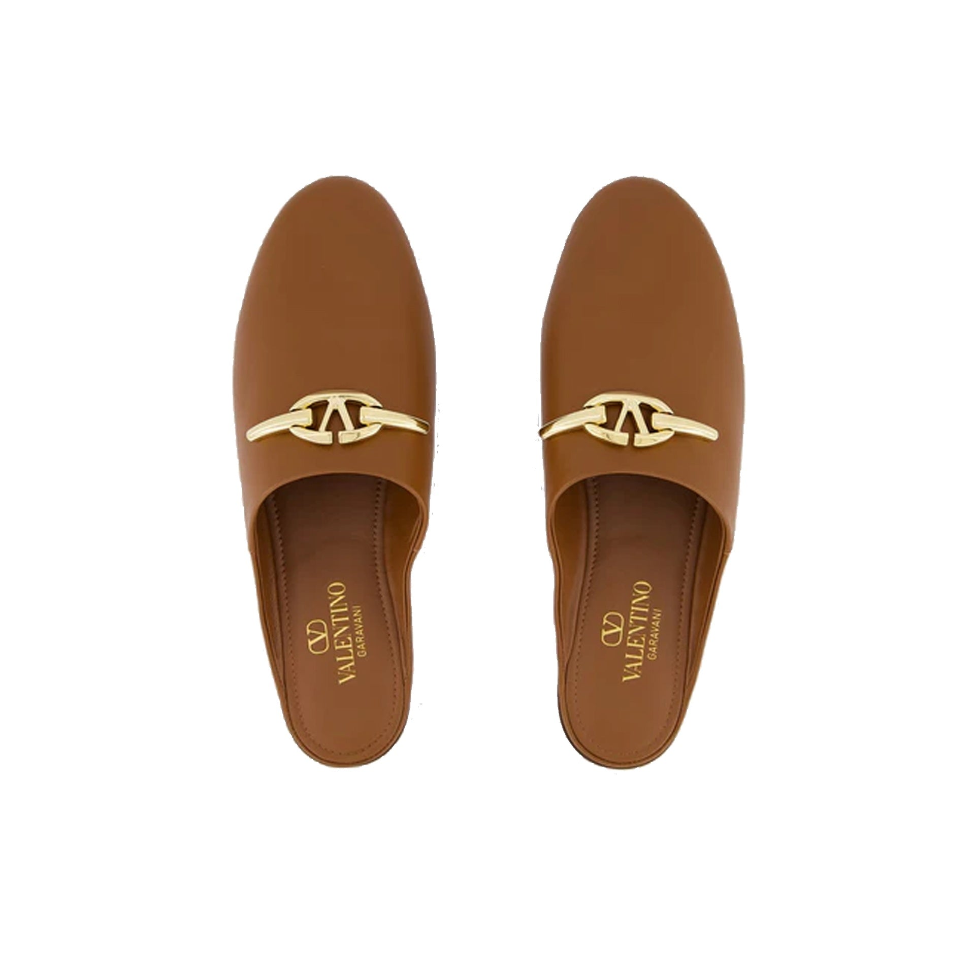 Mules Valentino Garavani Vlogo Signature Leather - Brown - Femme