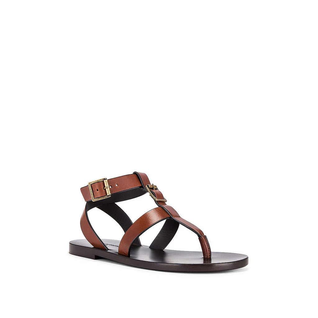 Sandales Saint Laurent Hardy Leather - Brown - Femme