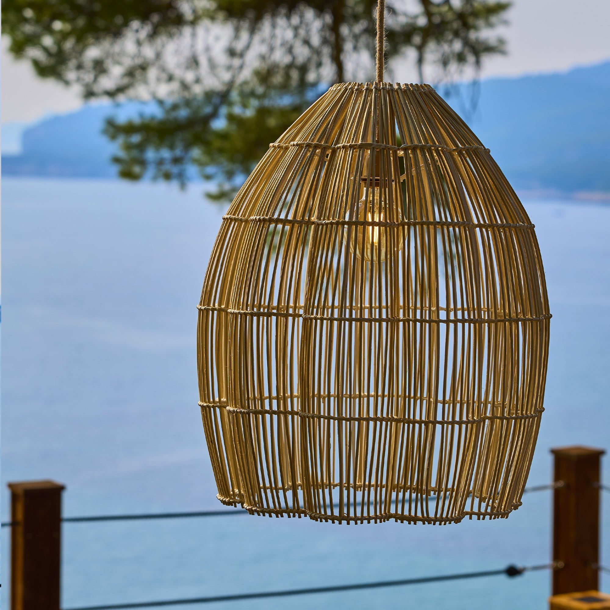 Avila - Suspension Solaire - Rotin - Beige