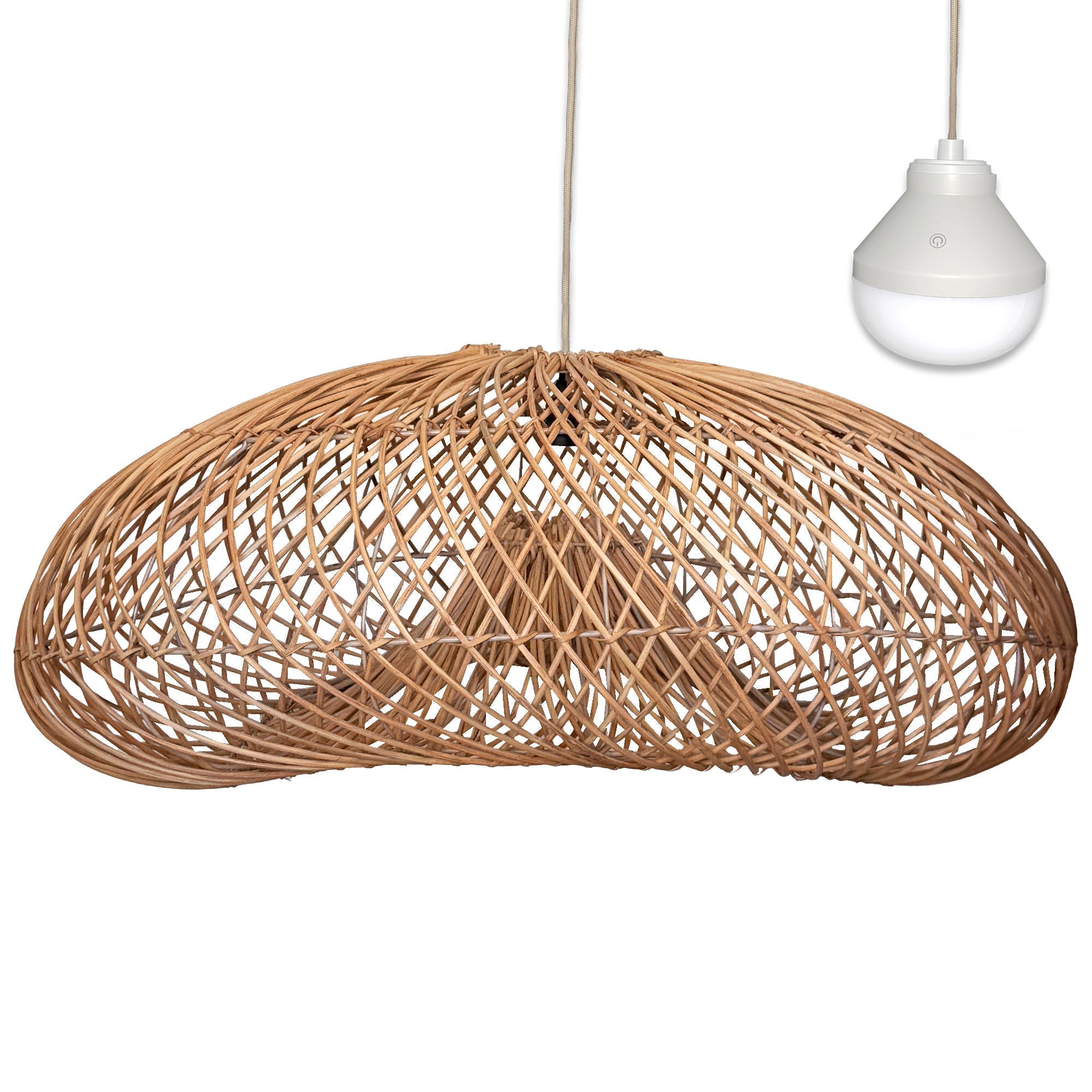 Sevia - Suspension Sans Fil - Rotin - Beige