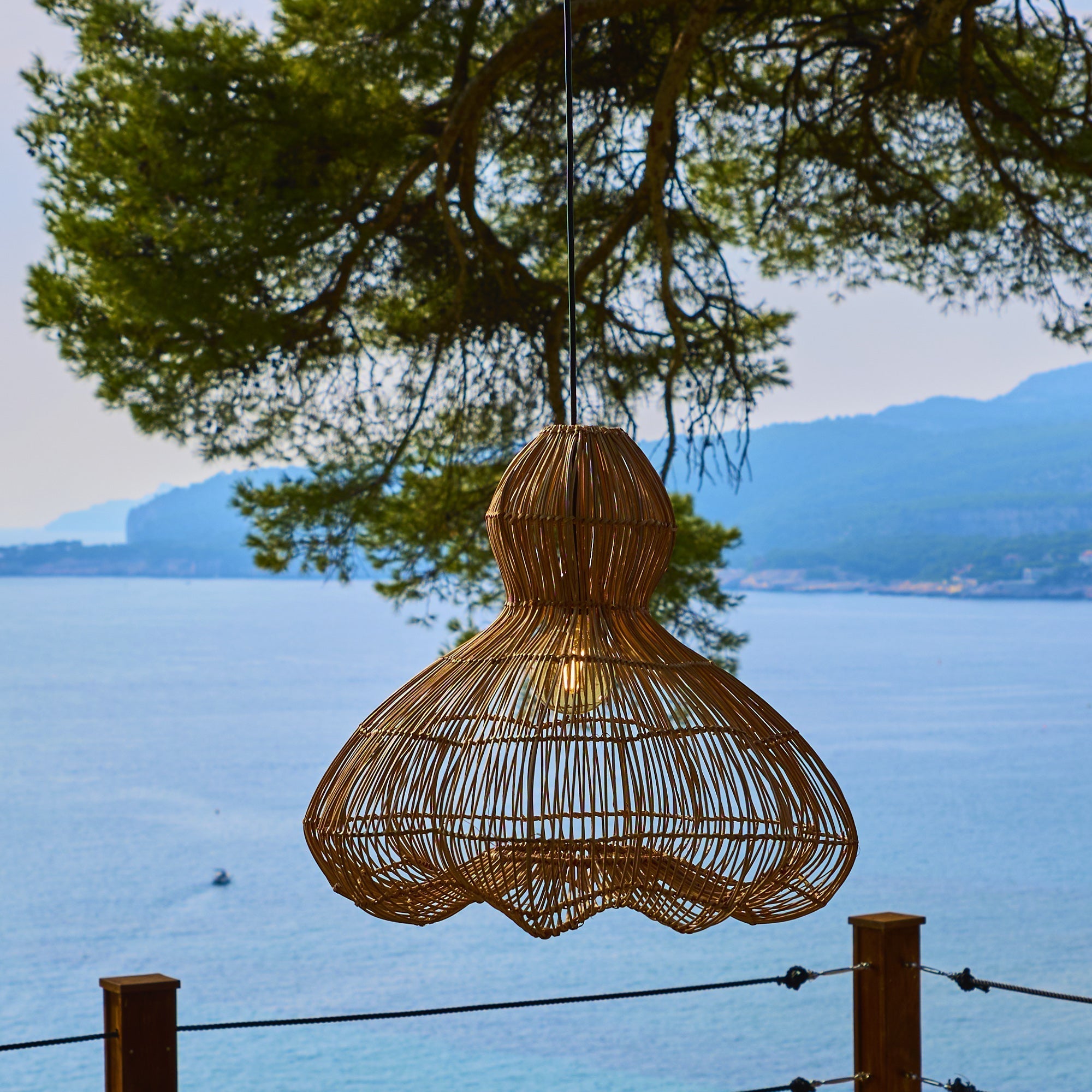 Ronda - Suspension Solaire - Rotin - Beige