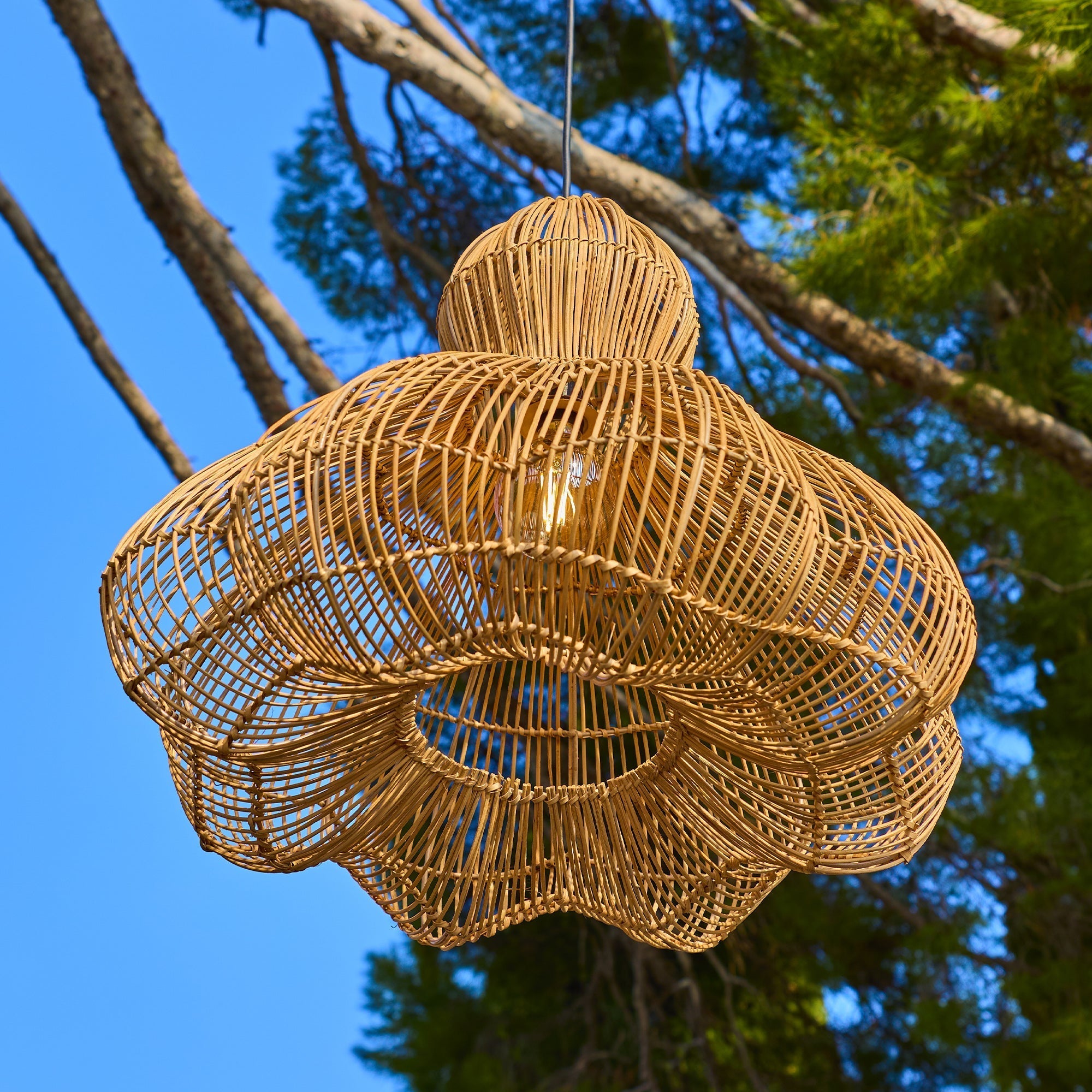 Ronda - Suspension Solaire - Rotin - Beige