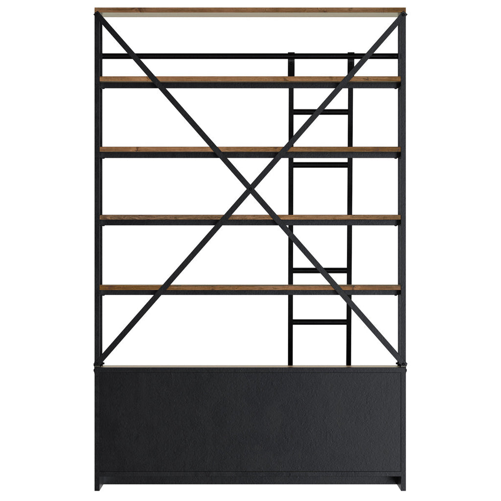 achat bibliotheque 160 cm en bois et metal avec echelle 4 tiroirs
