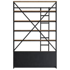 achat bibliotheque 160 cm en bois et metal avec echelle 4 tiroirs