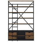 achat bibliotheque en bois et metal avec echelle