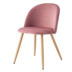 achat chaise assise velours rose pieds metal effet bois