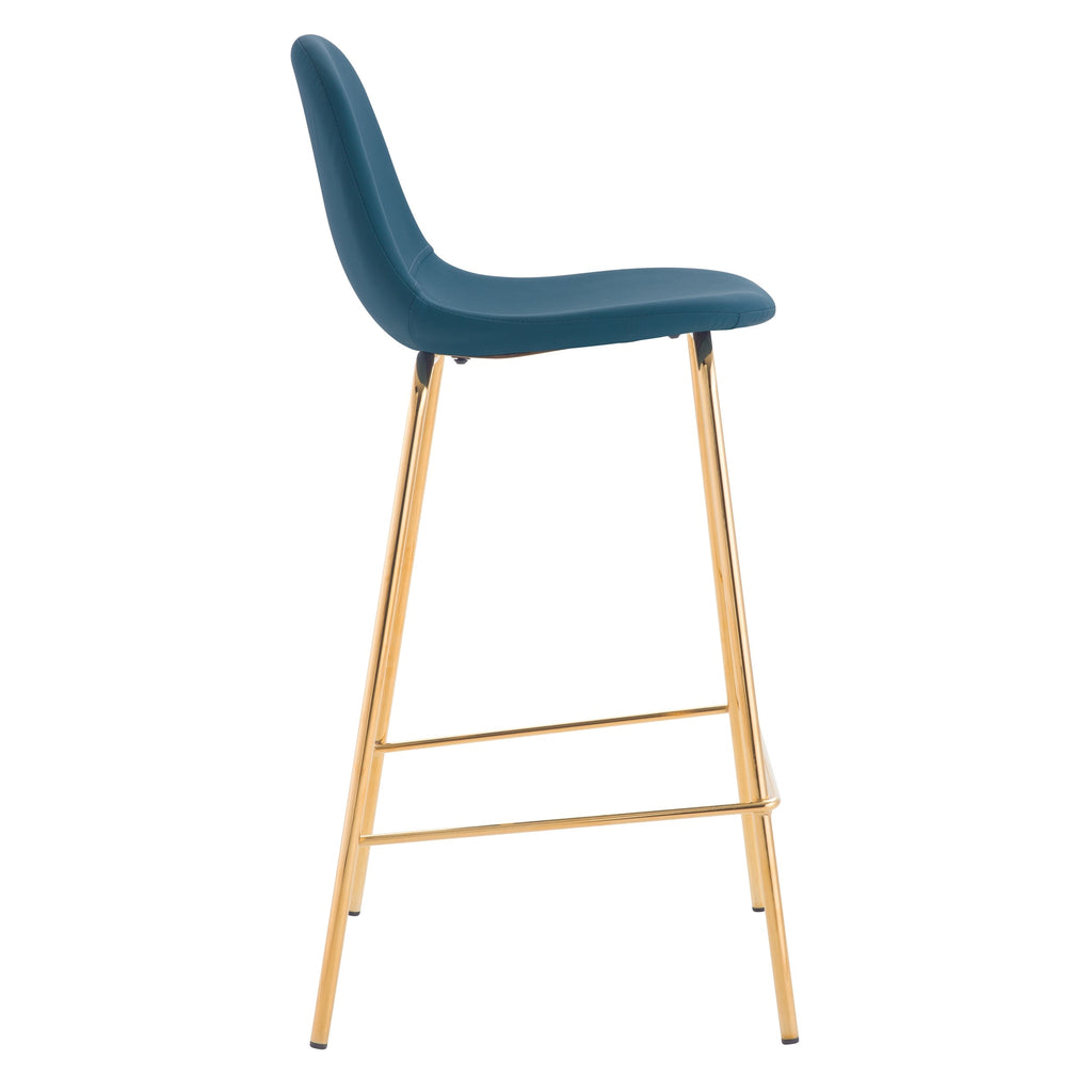 achat chaise de bar bleue pieds dores