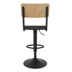 achat chaise de bar en bois clair et noir reglable 60 80 cm lot de deux