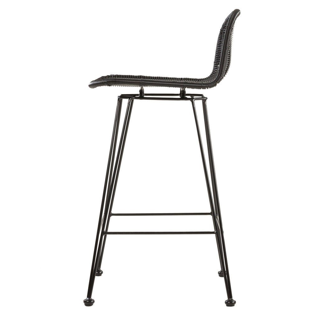 achat chaise de bar en resine tressee naturelle noire