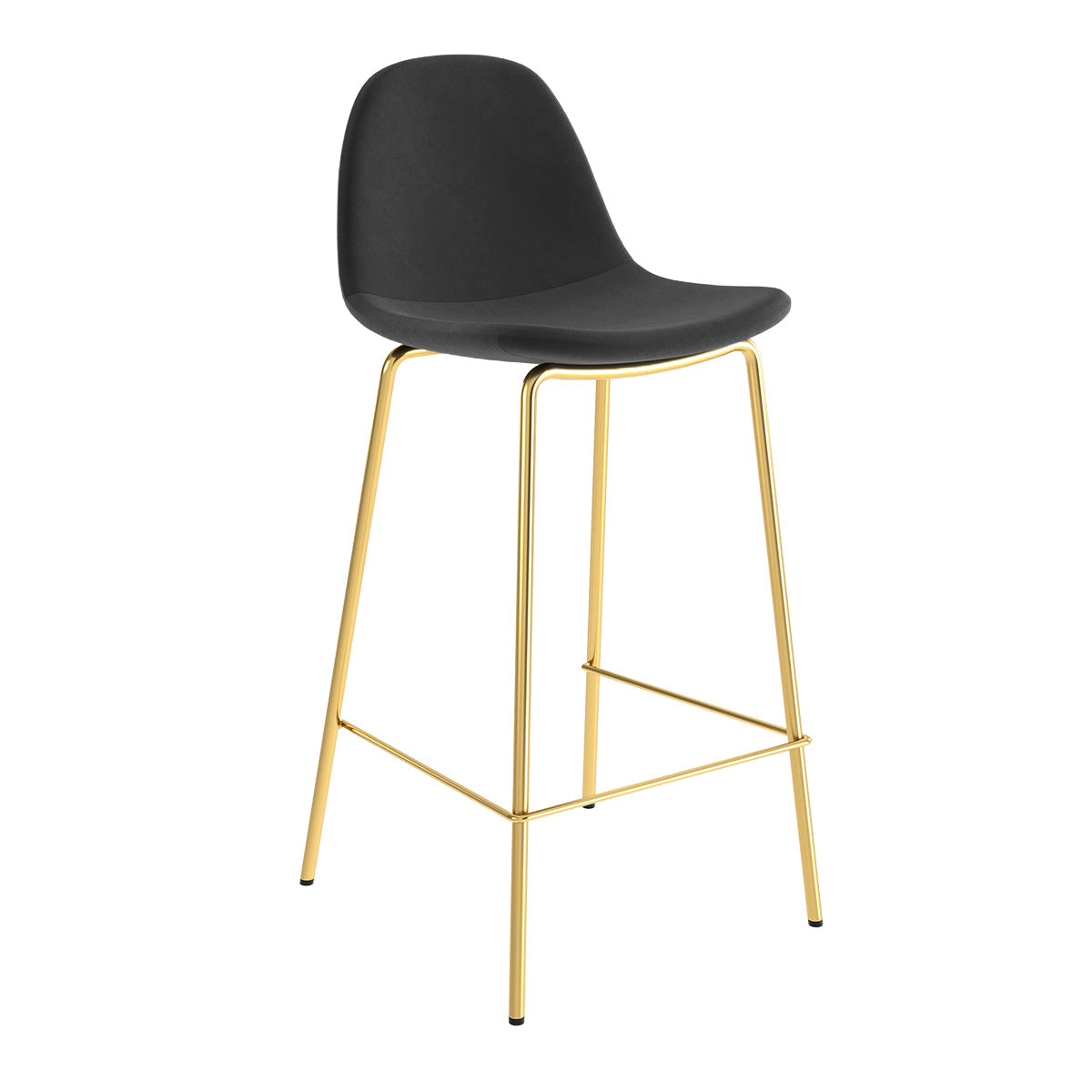 achat chaise de bar en velours noir et pieds metal dores lot de 2