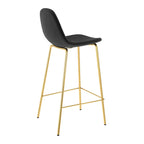 achat chaise de bar en velours noir pieds metal dores lot de 2