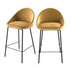 achat chaise de bar mi hauteur en velours jaune lot de 2_1