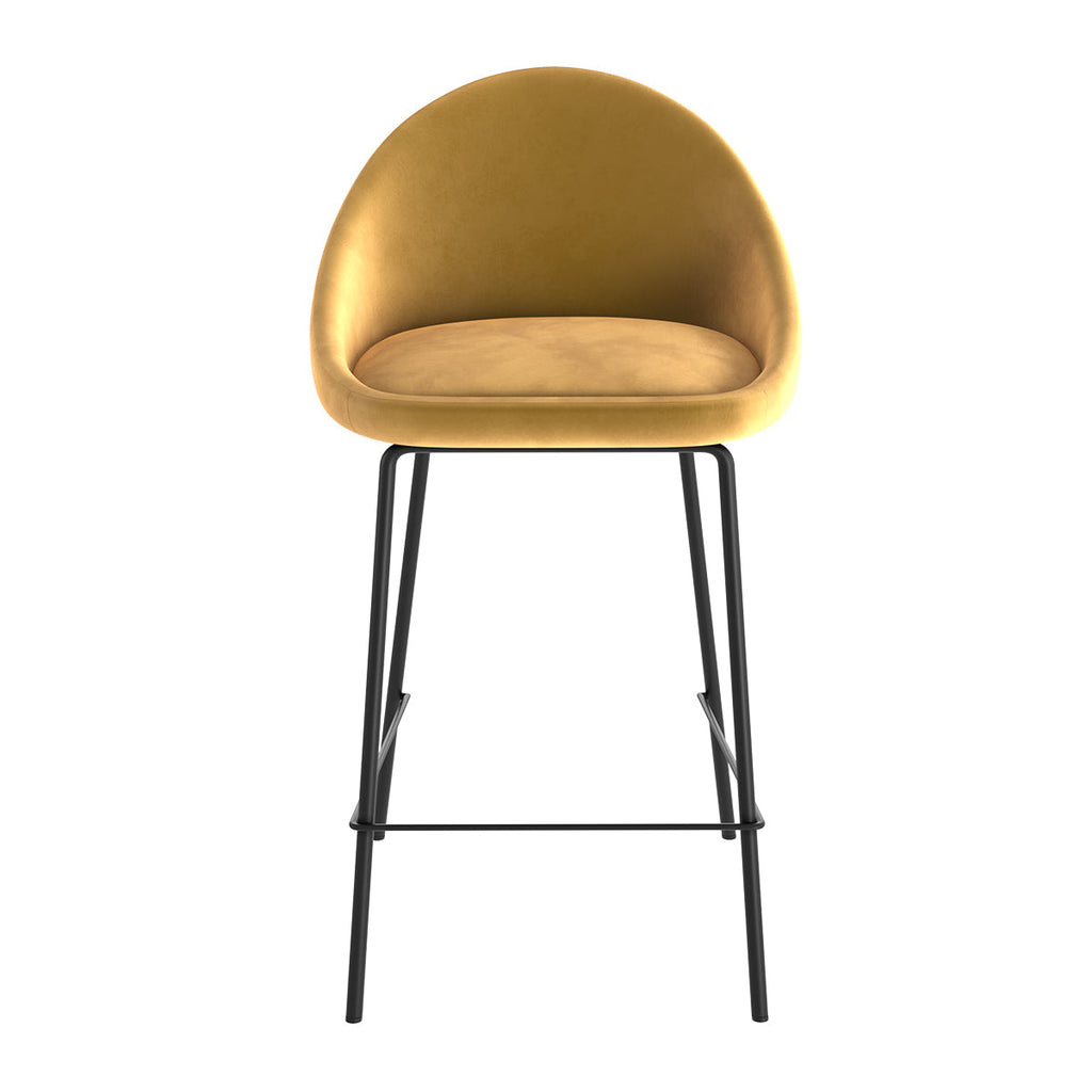 achat chaise de bar mi hauteur en velours jaune lot de deux_1