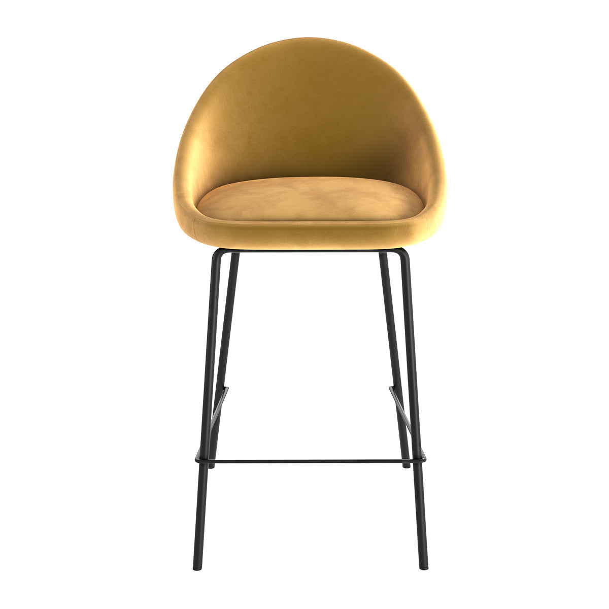 achat chaise de bar mi hauteur en velours jaune lot de deux_1
