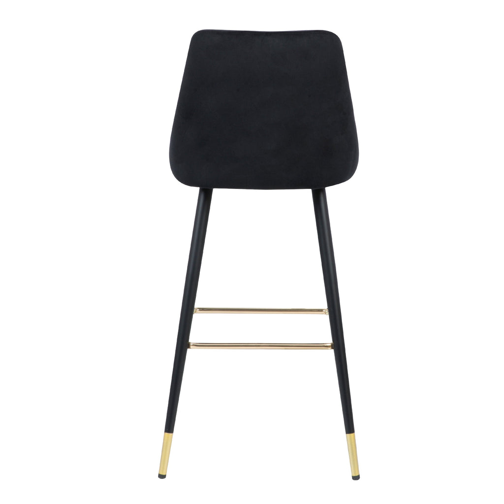 achat chaise de bar velours et metal noir