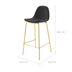 achat chaise de bar velours noir pieds metal dores lot de 2