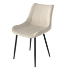 achat chaise en tissu beige et pieds en metal noir lot de 2