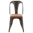 achat chaise indsutrielle grise et marron pu