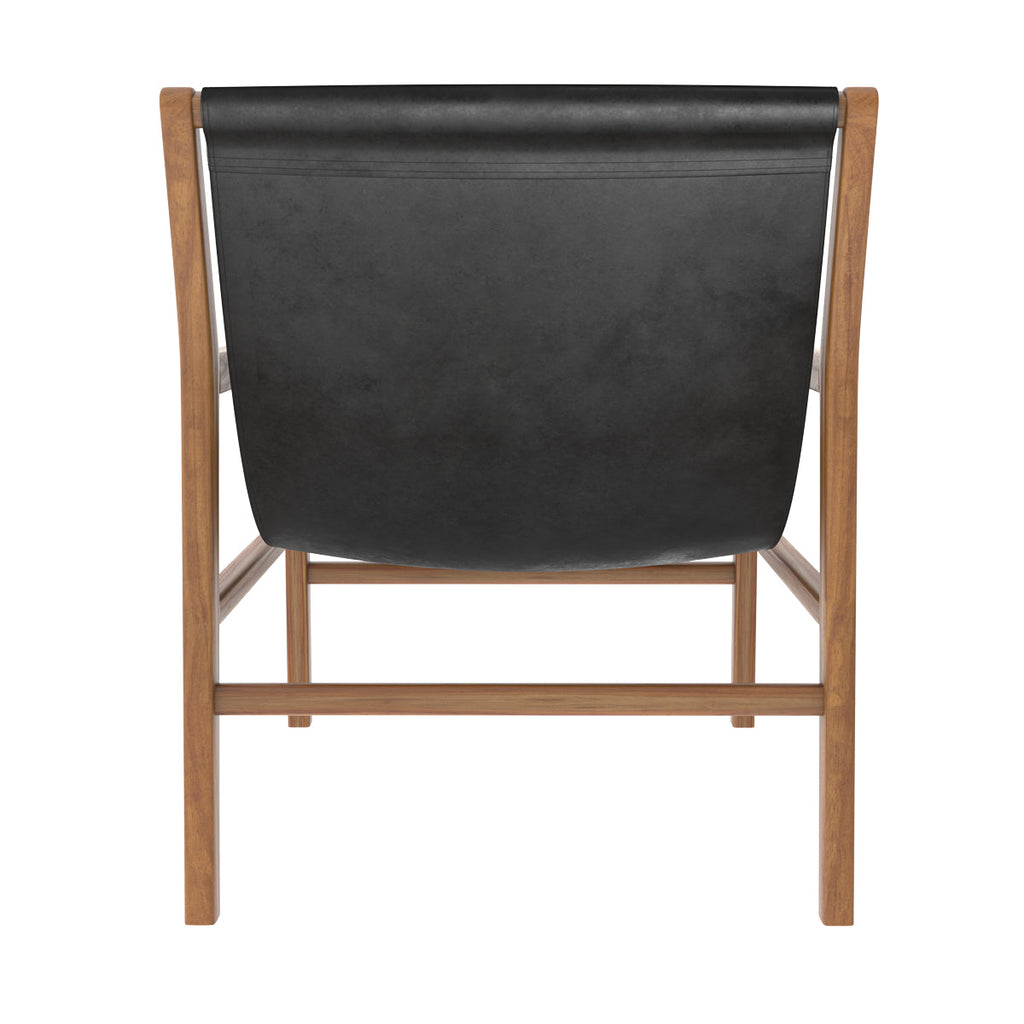 achat fauteuil lounge apache teck et cuir noir