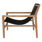 achat fauteuil lounge en teck et cuir noir apache