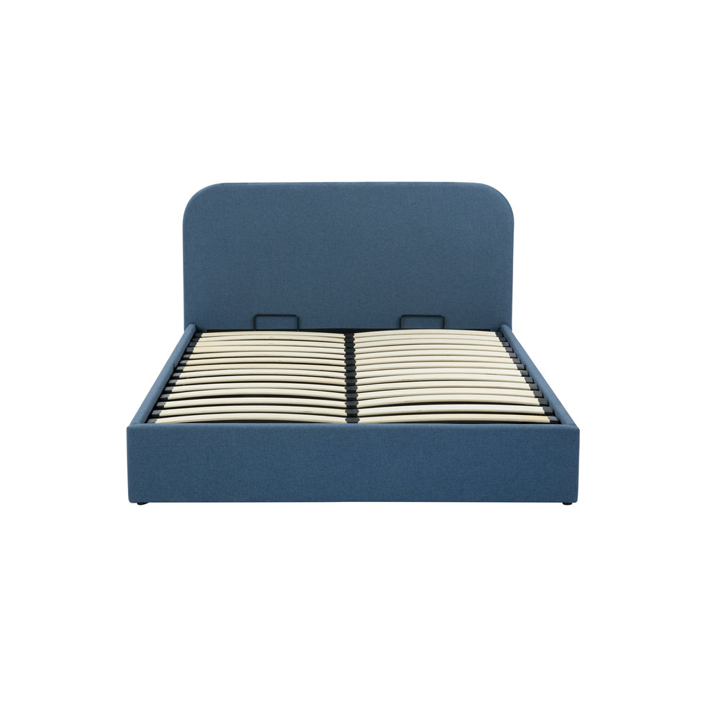 achat lit double 140 x 190 bleu en tissu