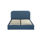 achat lit double 140 x 190 bleu en tissu