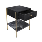 achat table de chevet 1 tiroir bois de manguier noir et pieds dore