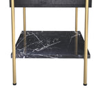 achat table de chevet un tiroir bois de manguier noir et pieds dore