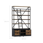 acheter bibliotheque 160 cm bois et metal avec echelle 4 tiroirs