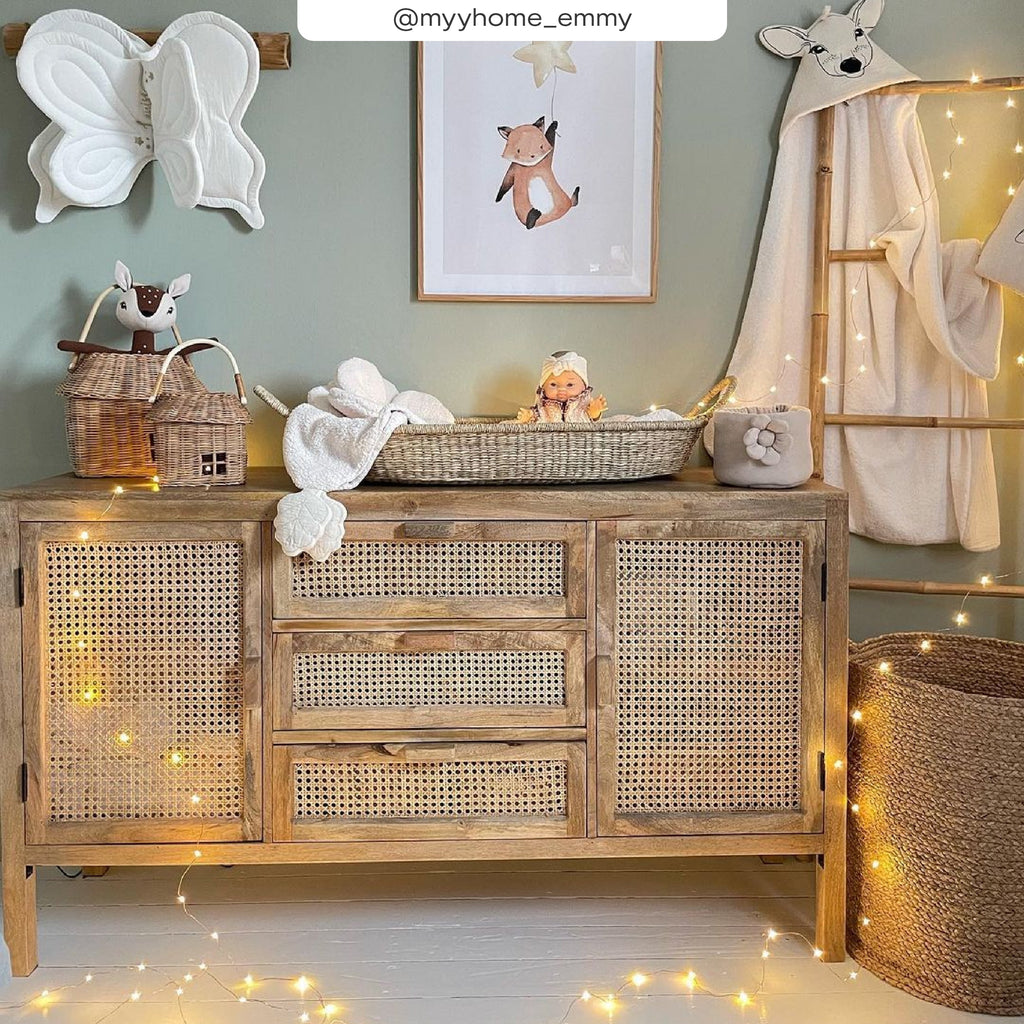 acheter buffet 2 portes et 3 tiroirs en cannage
