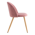 acheter chaise assise velours rose pieds metal effet bois